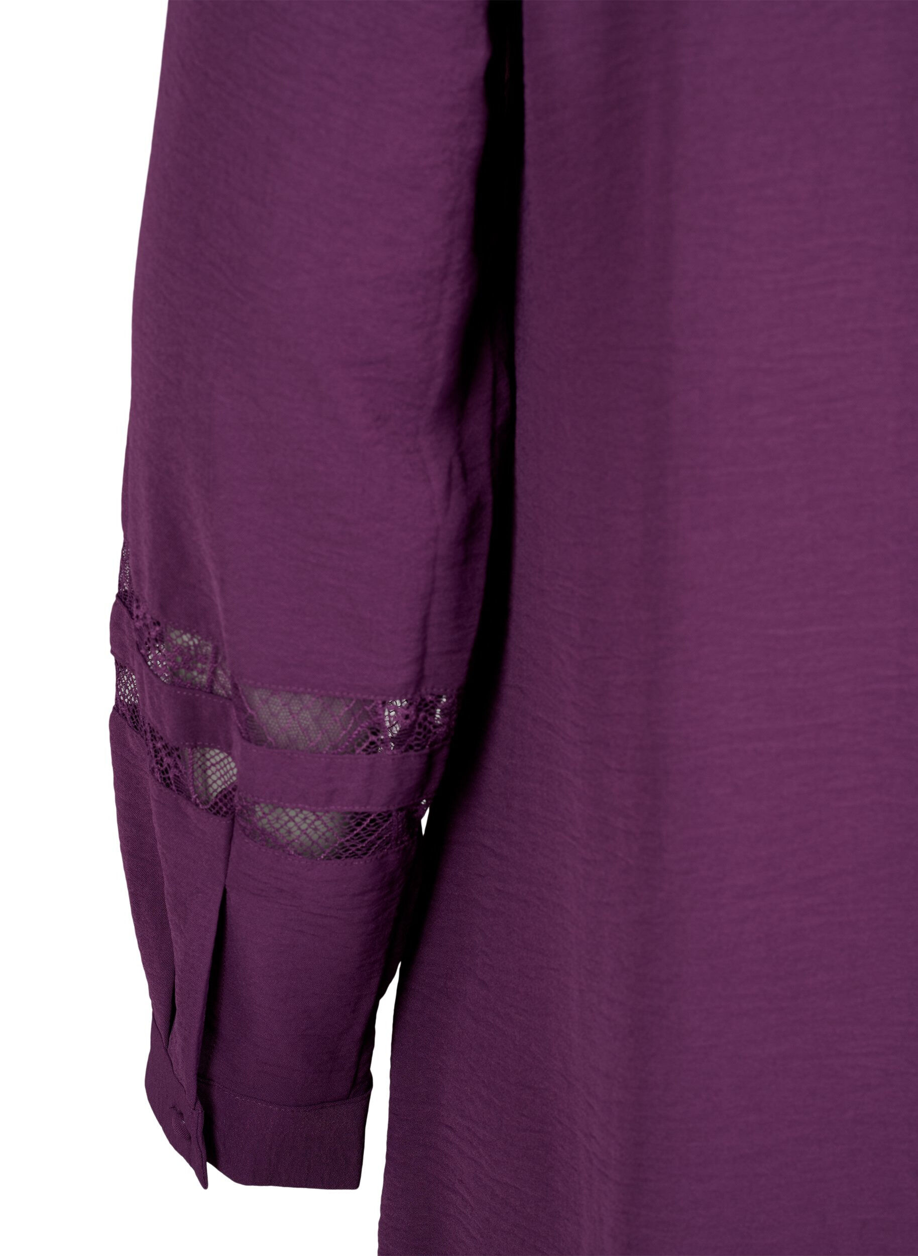 Zizzi Lang shirt met kanten details, Deep Purple, Packshot image number 3