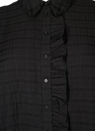 Shirt met structuur en ruches, Black, Packshot image number 2