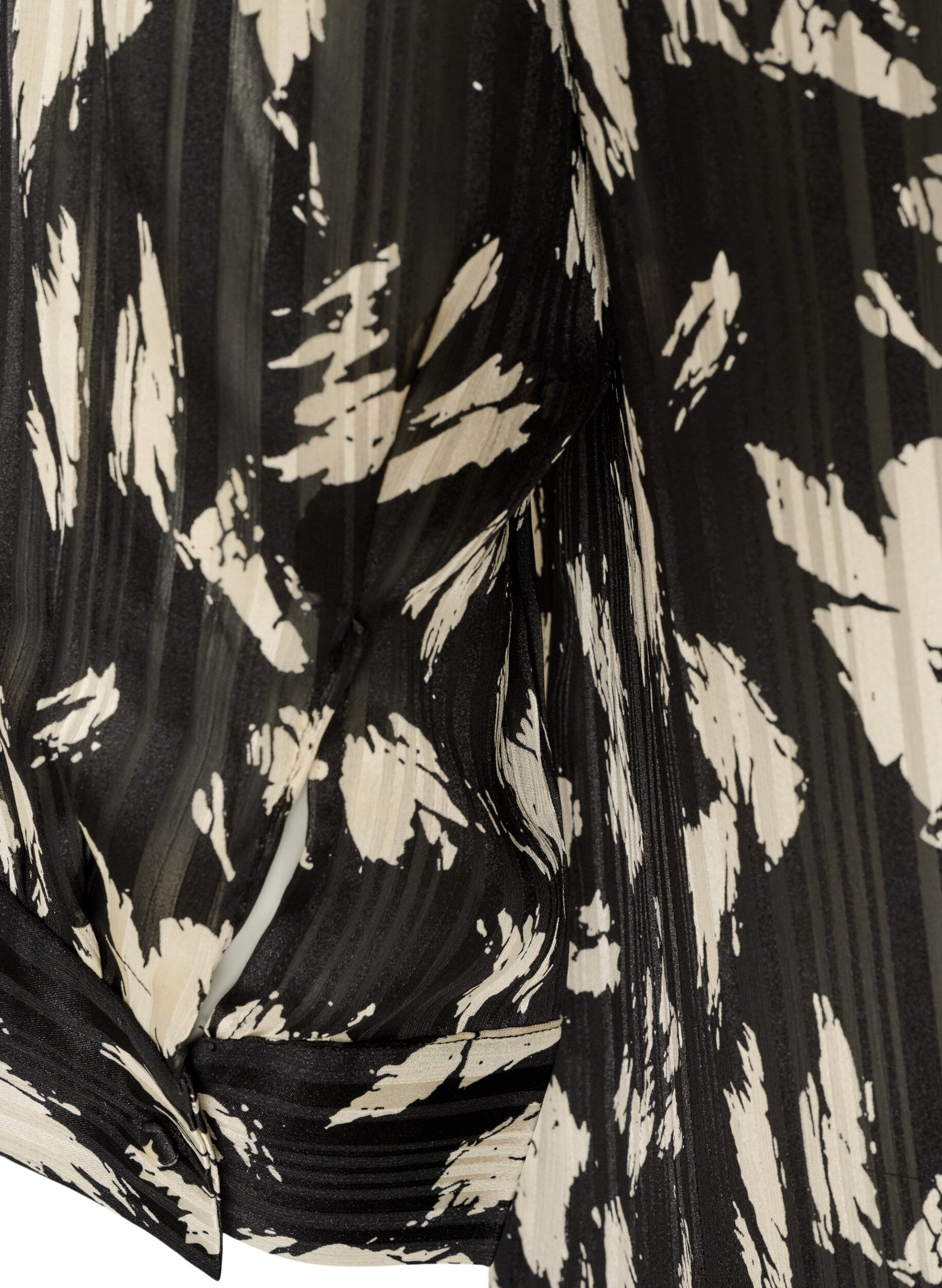 ZizziBlouse met patroon, opstaande kraag en 3/4-mouwen, Zwart, Packshot image number 3