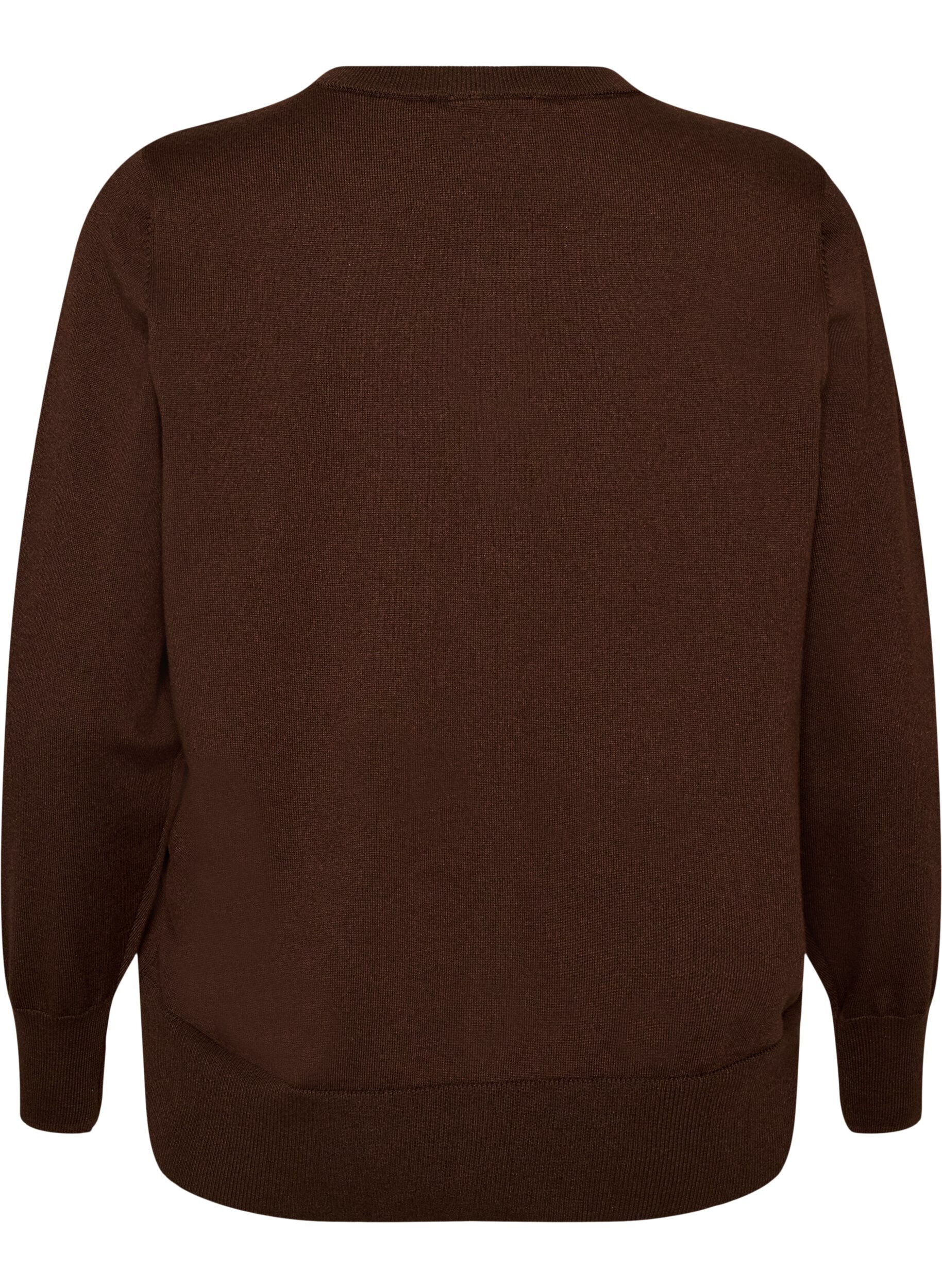 ZizziFijngebreide vest met ronde hals, Bruin, Packshot image number 1