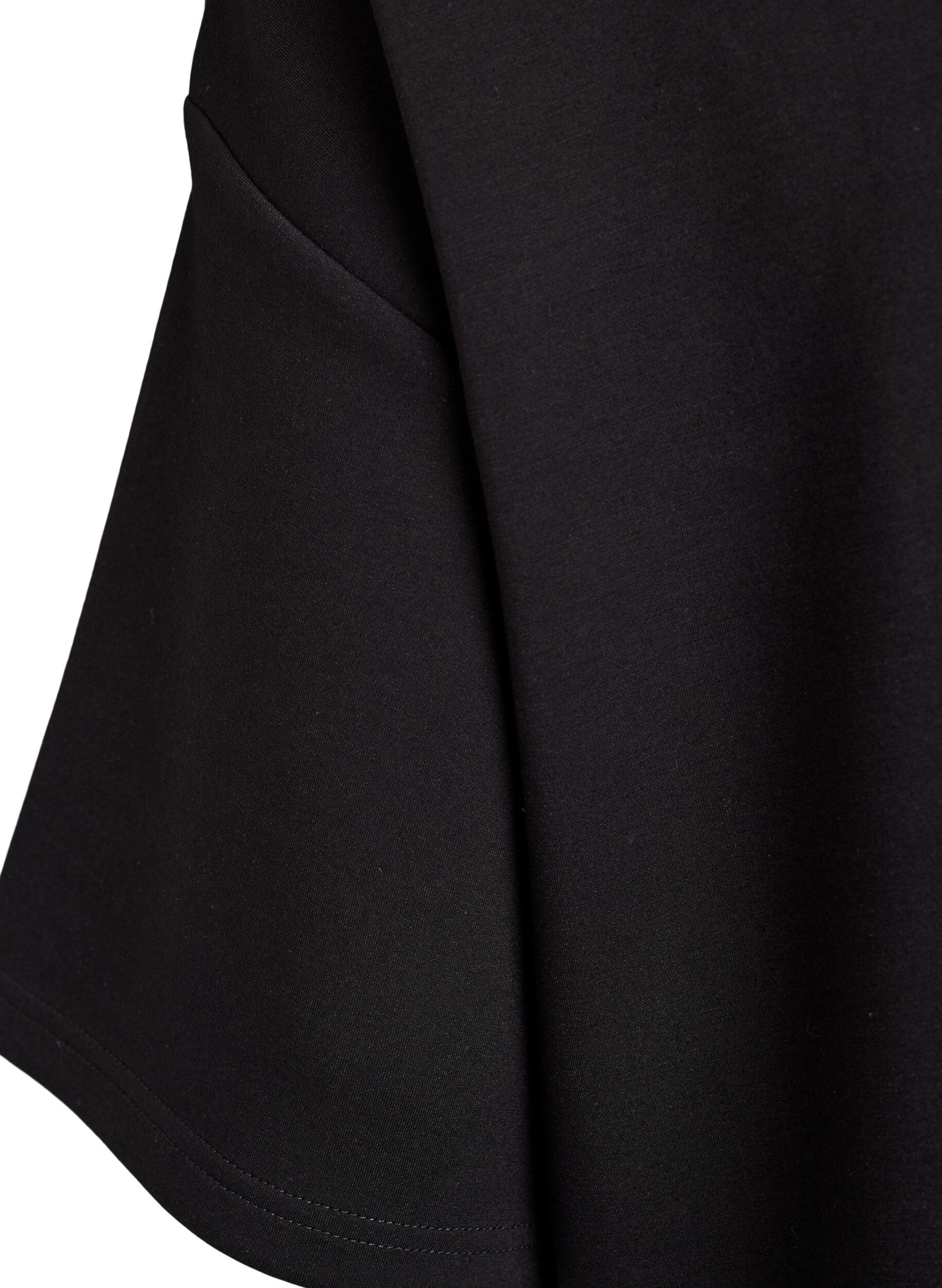 Zizzi T-shirtjurk van jersey met zijsplitten, Zwart, Packshot image number 3