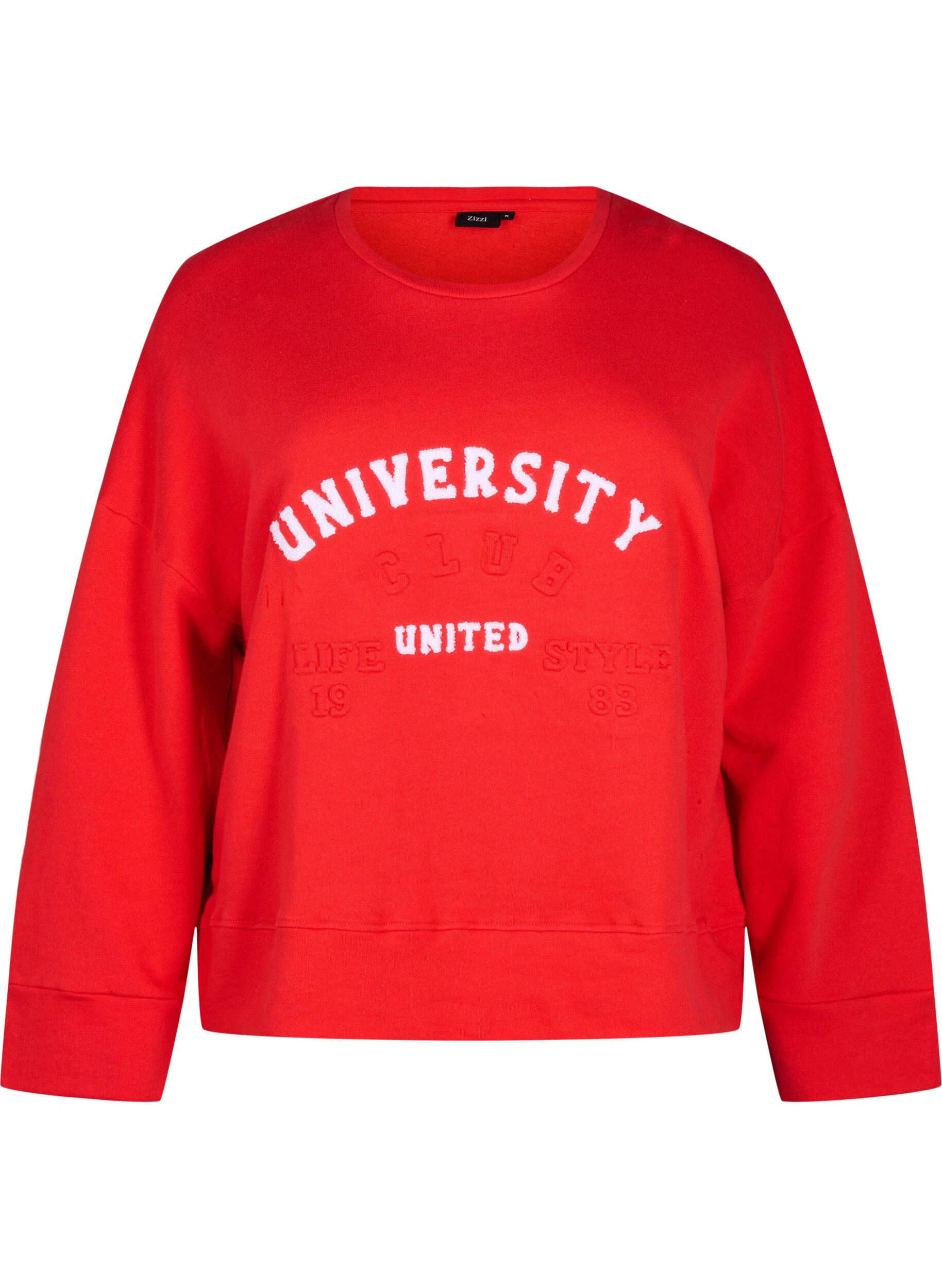 Zizzi Sweatshirt met verhoogde tekstdesign, Rood, Packshot image number 0