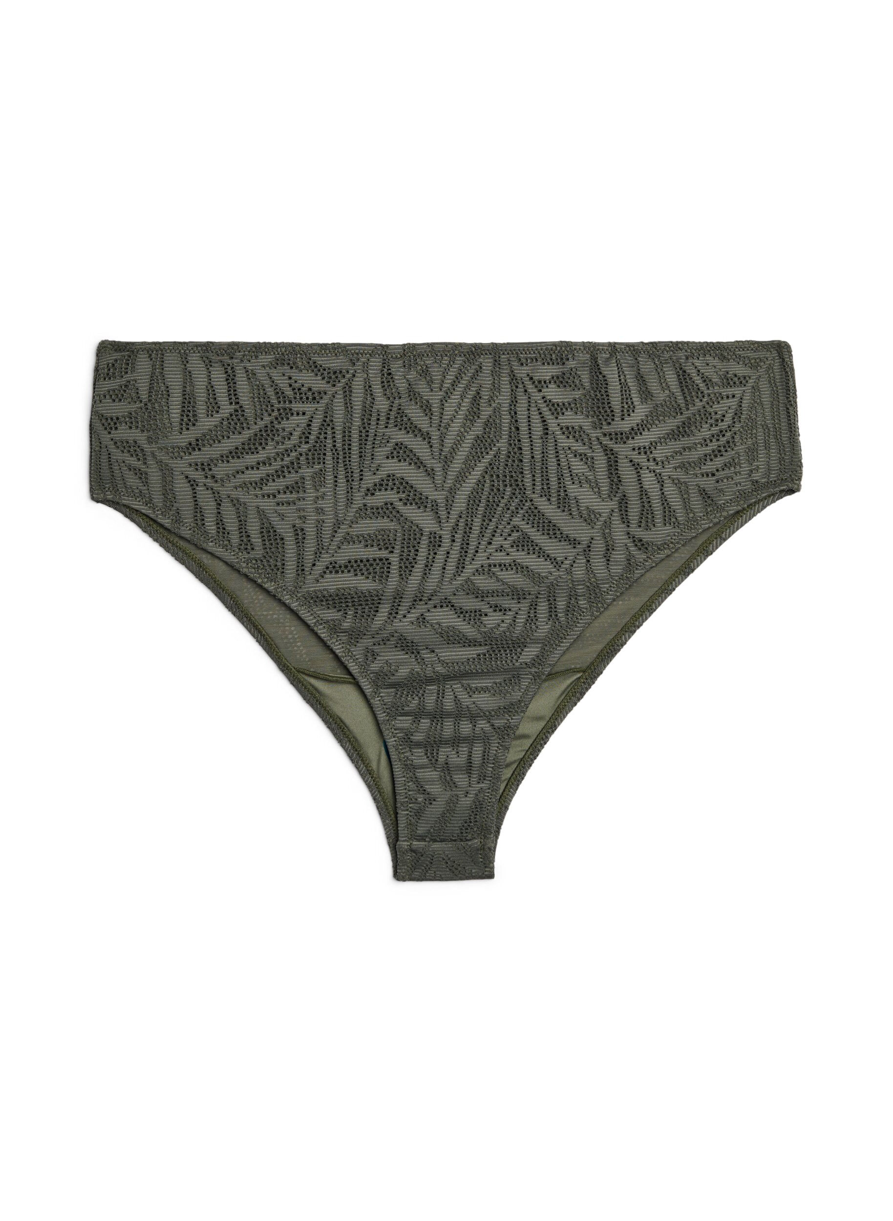 Zizzi Braziliaanse bikinislip in gestructureerd mesh, Groen, Packshot image number 0