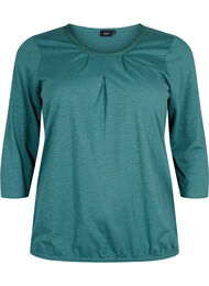 Katoenen blouse met 3/4 mouwen, Mallard Green