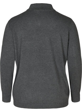 Gebreide blouse van viscose met hoge kraag, Dark Grey Melange, Packshot image number 1
