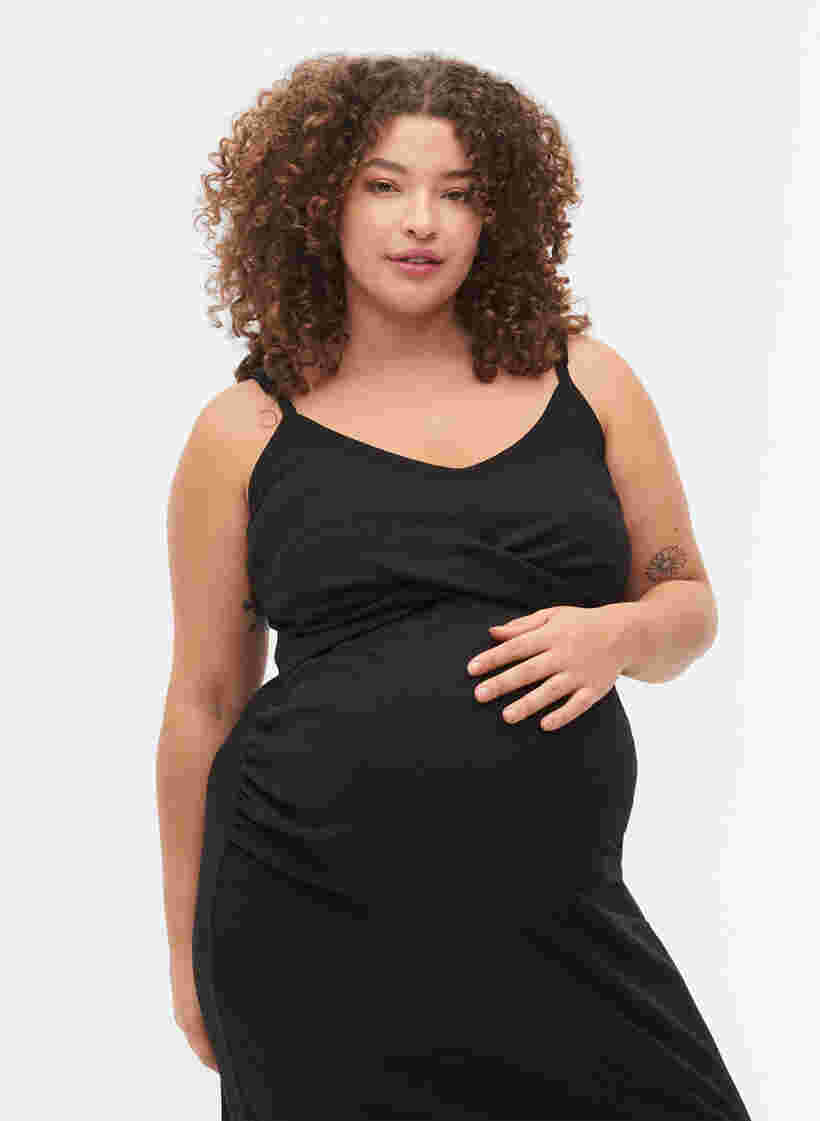 Zwangerschapsjurk in ribstof, Black, Model image number 2