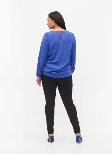 Extra slim fit Amy jeans met hoge taille, Black, Model image number 2