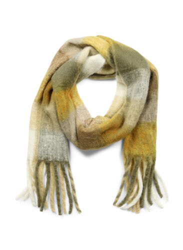 Gekleurde sjaal met franjes, Brown, Packshot image number 0