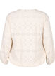 Blouse met lange mouwen, V-hals en gaatjespatroon, Antique White, Packshot image number 1