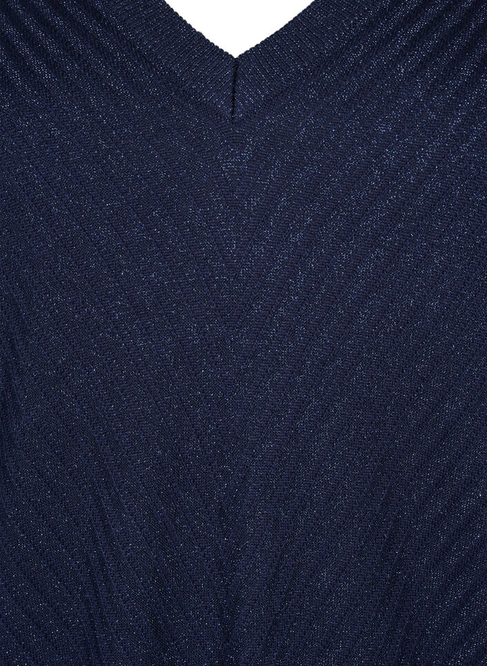 Gebreide blouse met glitter en V-hals, Naval A.w.Blue Lurex, Packshot image number 2