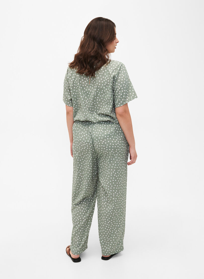 FLASH - Broek met print en zakken, Iceberg Green Dot, Model image number 1