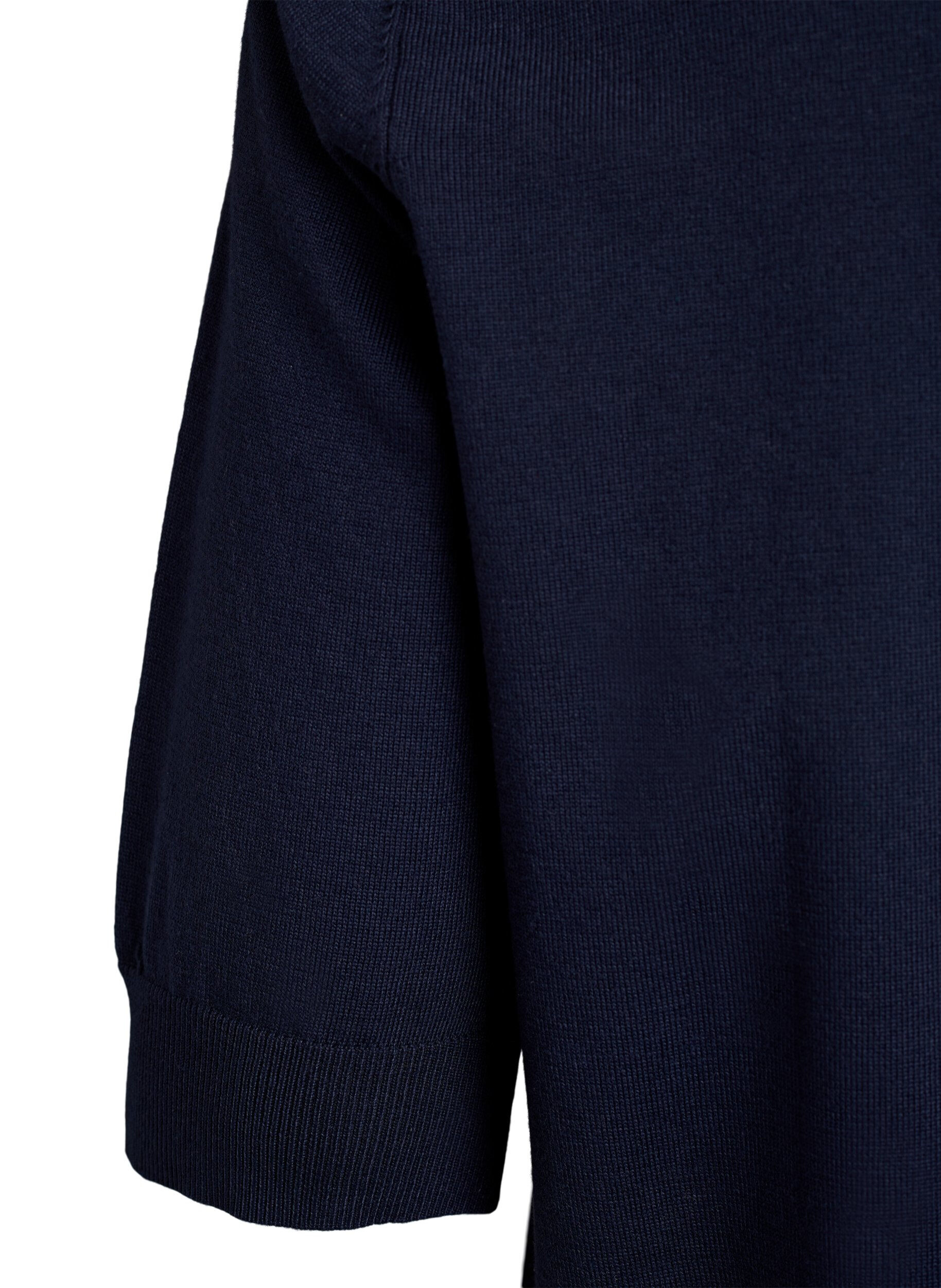 Zizzi FLASH - Fijngebreide blouse met korte mouwen, Blauw, Packshot image number 3