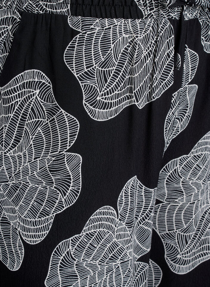 Losvallende viscose broek met print, Zwart, Packshot image number 2