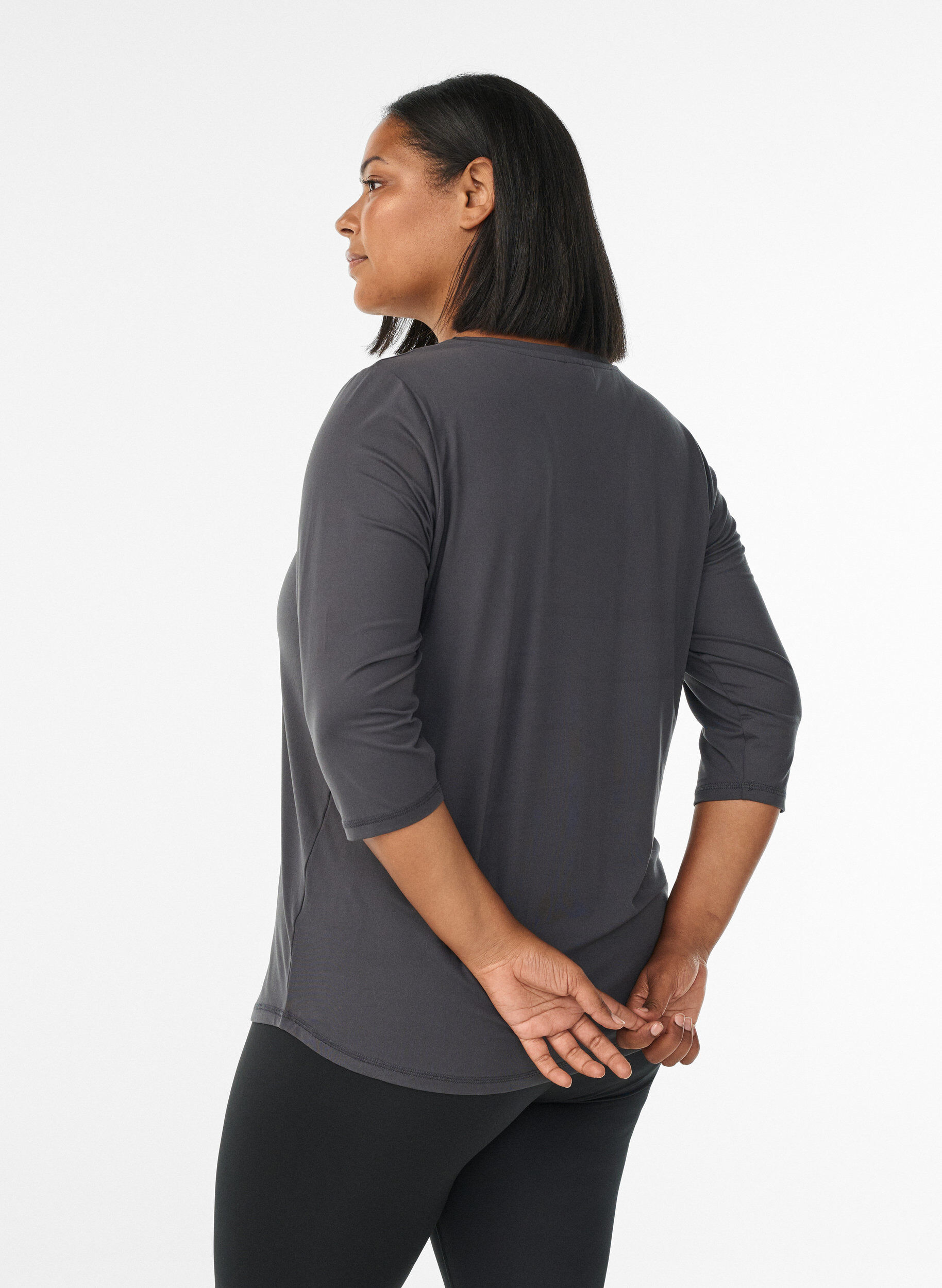 Zizzi Training blouse met 3/4 mouwen, Grijs, Model image number 2