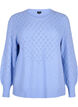 Gebreide blouse met kantpatroon, Cornflower Blue Mel., Packshot image number 0