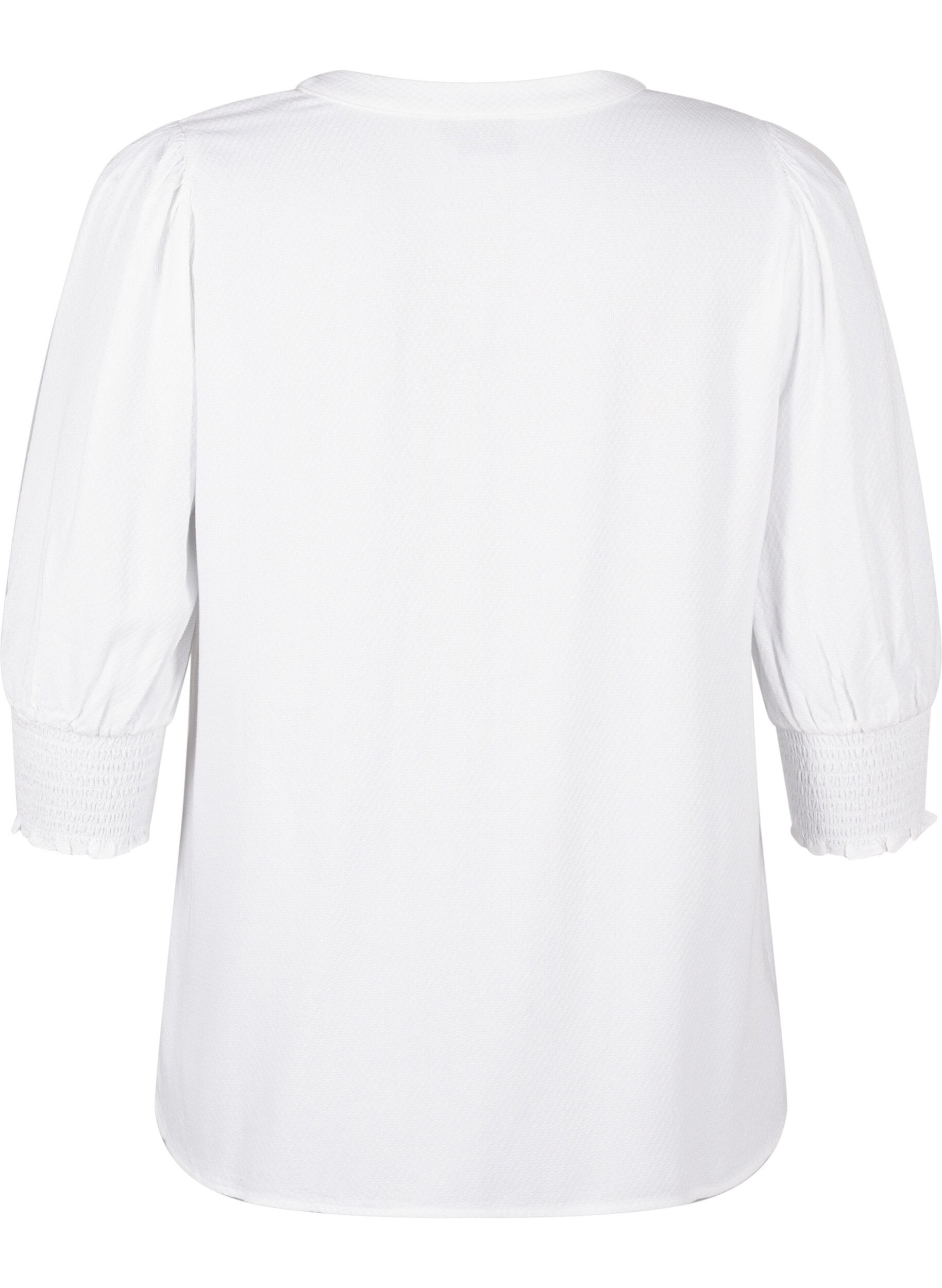 Zizzi Viscose blouse met smok en ruches, Bright White, Packshot image number 1