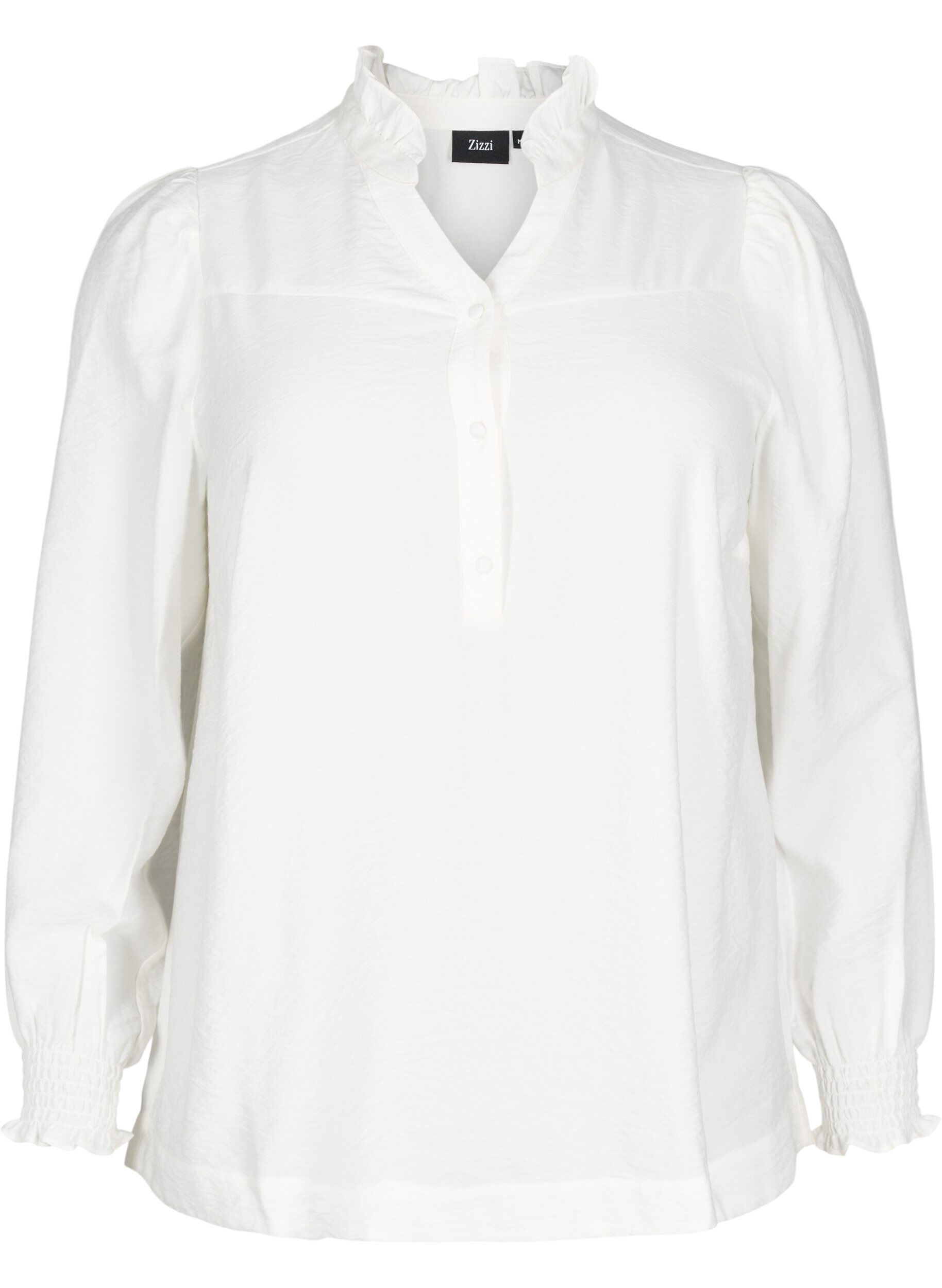 Zizzi Blouse met rucheskraag, Vanille, Packshot image number 0