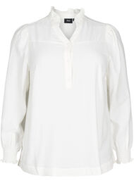 Blouse met rucheskraag, Vanille