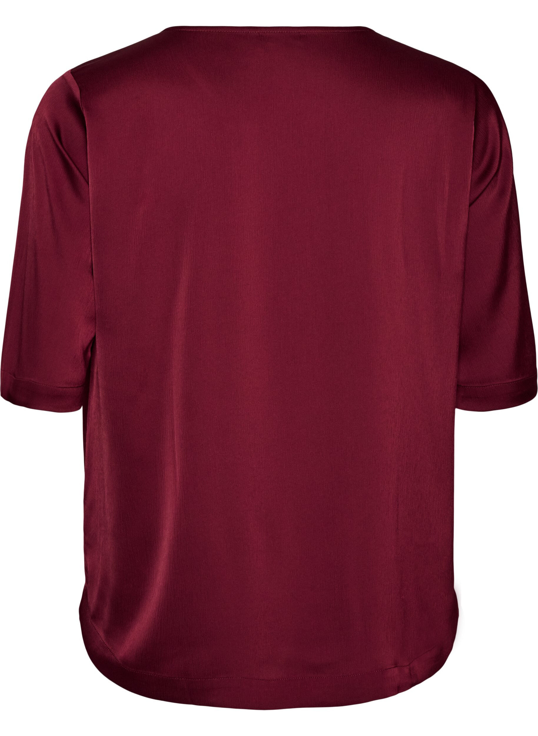 ZizziSatijnen blouse met ellebooglange mouwen, Rood, Packshot image number 1