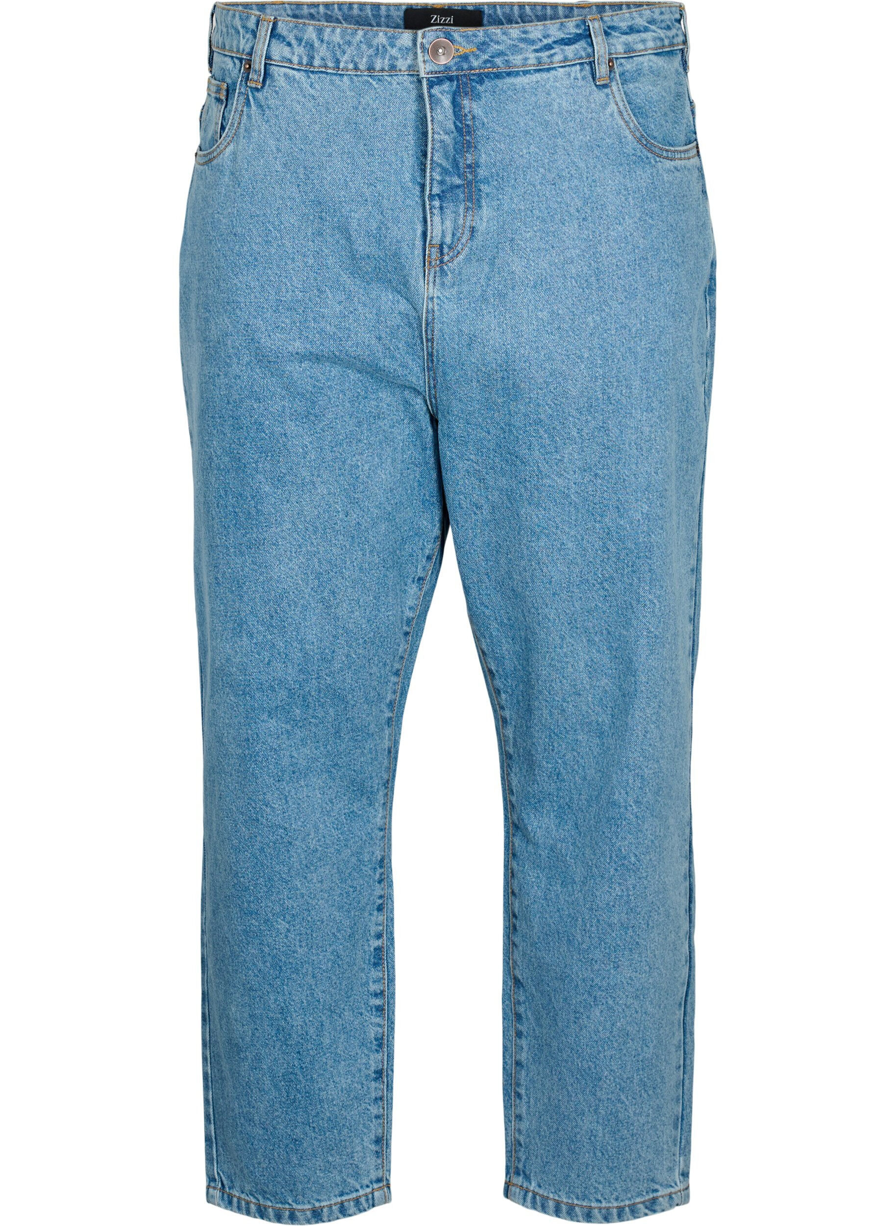 Zizzi Geknipte Mille jeans met hoge taille, Light blue denim, Packshot image number 0