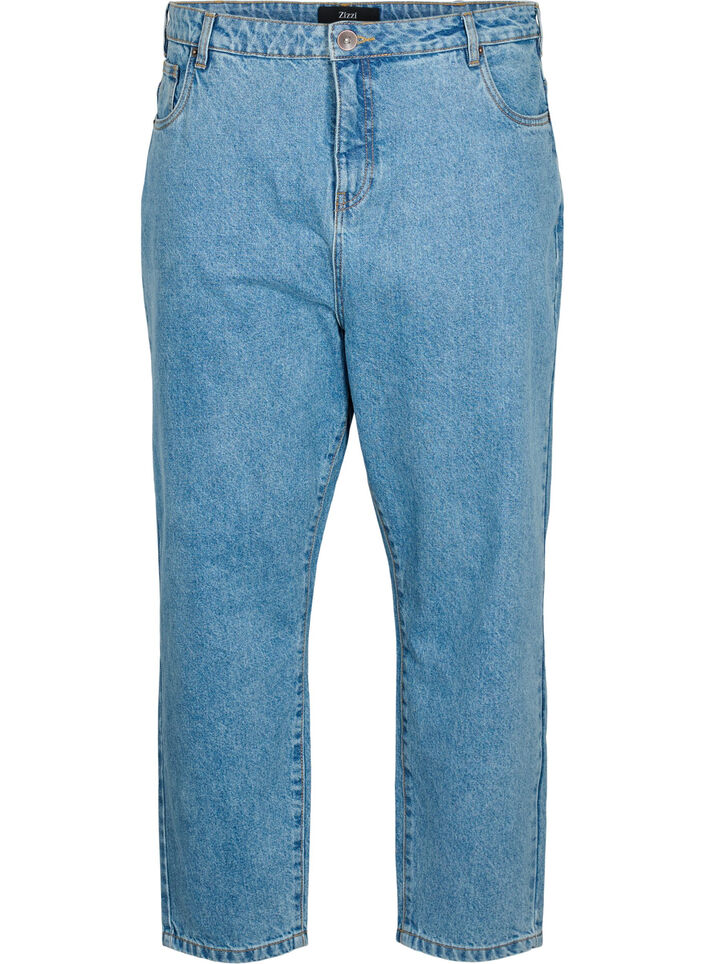 Geknipte Mille jeans met hoge taille, Light blue denim, Packshot image number 0