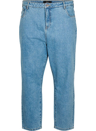 Geknipte Mille jeans met hoge taille, Light blue denim, Packshot image number 0