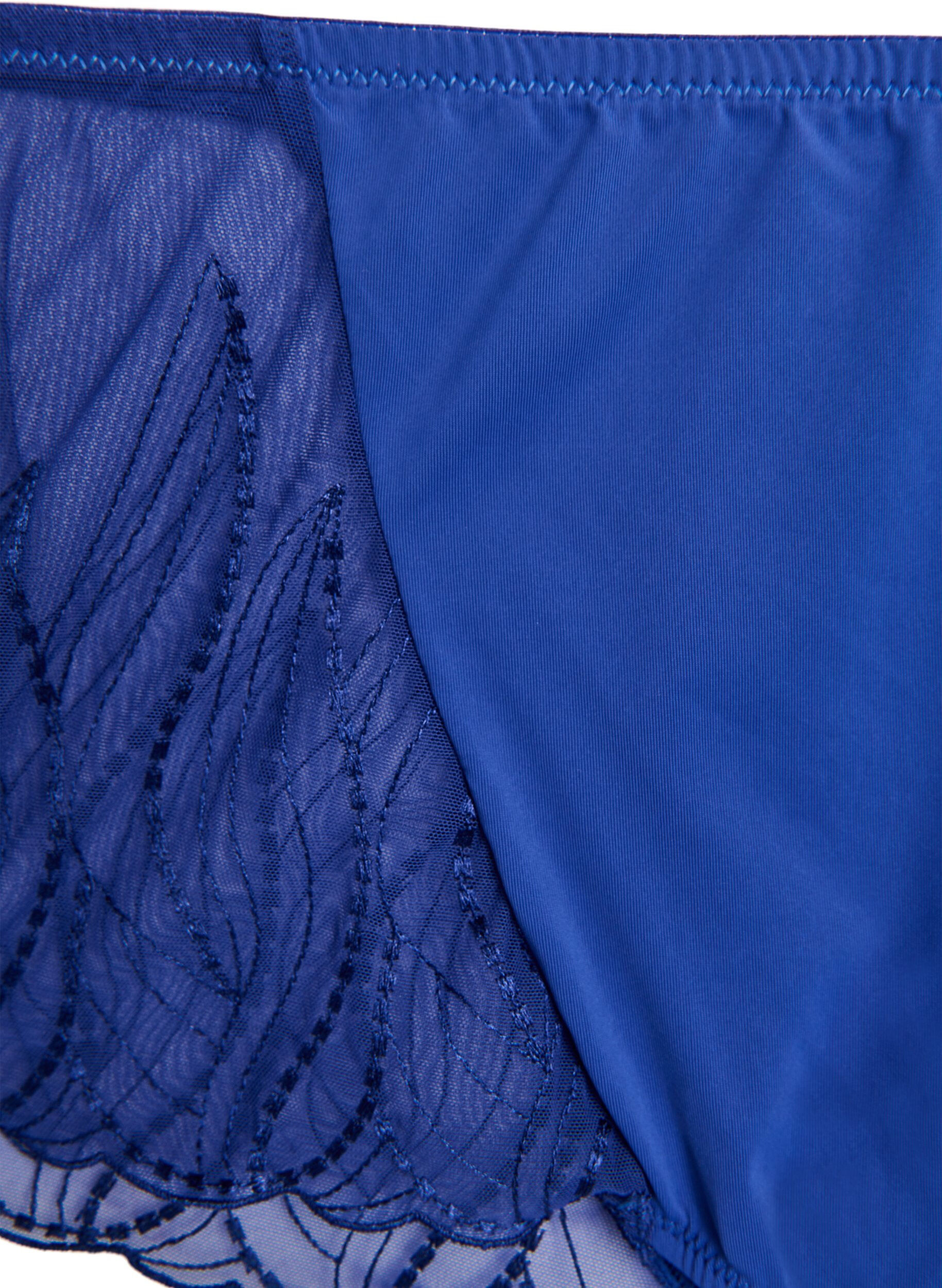 Zizzi Microvezel hipster panties met kanten zijkanten, Blauw, Packshot image number 2