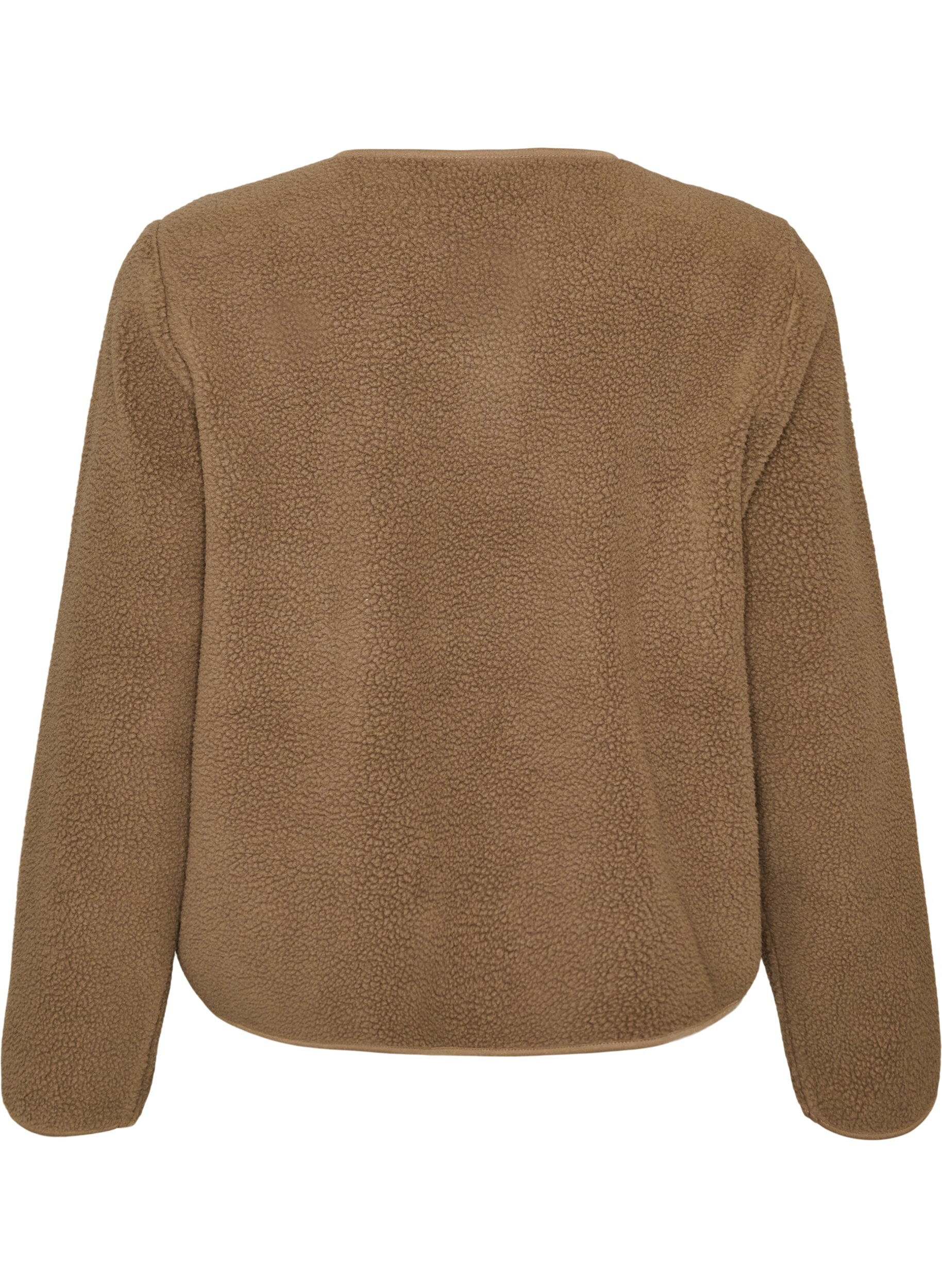 ZizziTeddyjack met een ronde hals en knopen, Bruin, Packshot image number 1