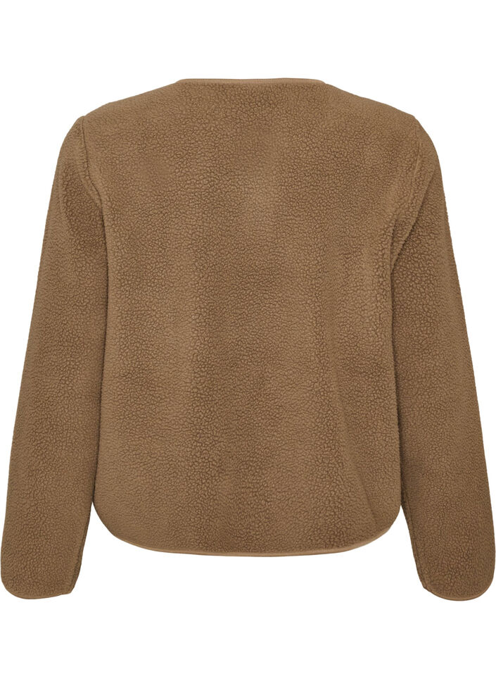 Teddyjack met een ronde hals en knopen, Bruin, Packshot image number 1