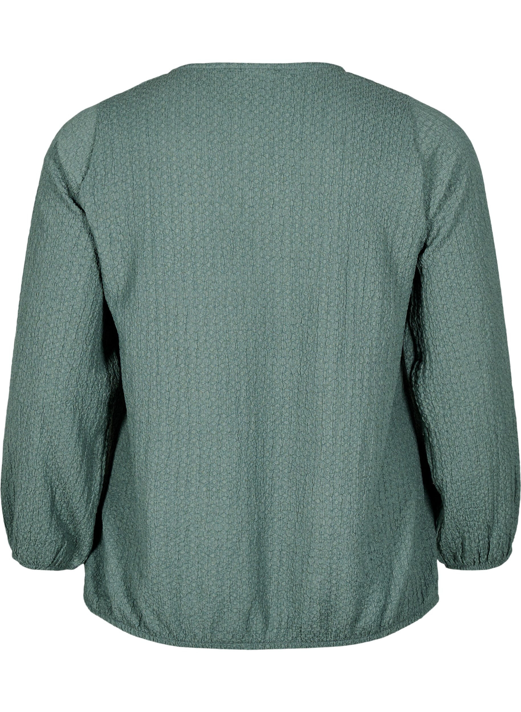 Zizzi FLASH - Blouse met textuur en lange mouwen, Balsam Green, Packshot image number 1