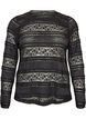 Kanten blouse met lange mouwen, Zwart, Packshot image number 0