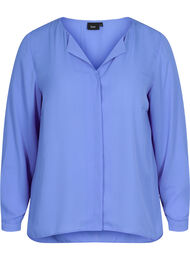 Effen kleur overhemd met v-hals, Ultramarine