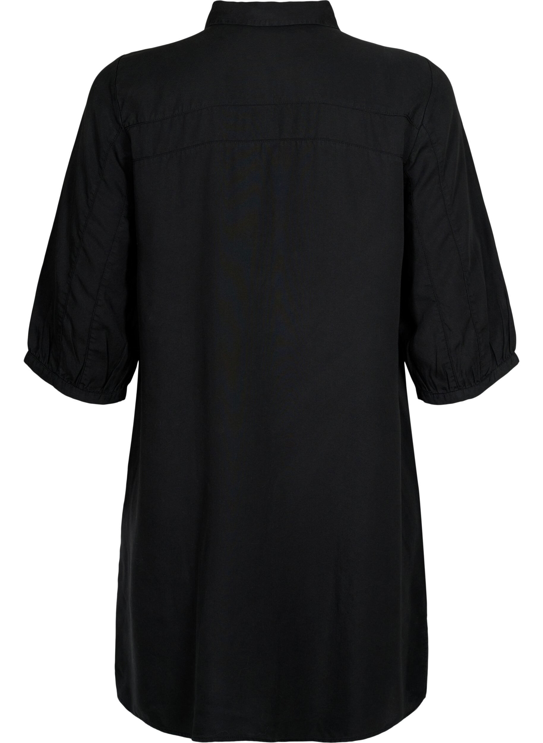 Zizzi Lang overhemd met 3/4-mouwen van lyocell (TENCEL&trade;), Black, Packshot image number 1