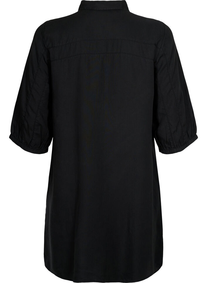Lang overhemd met 3/4-mouwen van lyocell (TENCEL™), Black, Packshot image number 1
