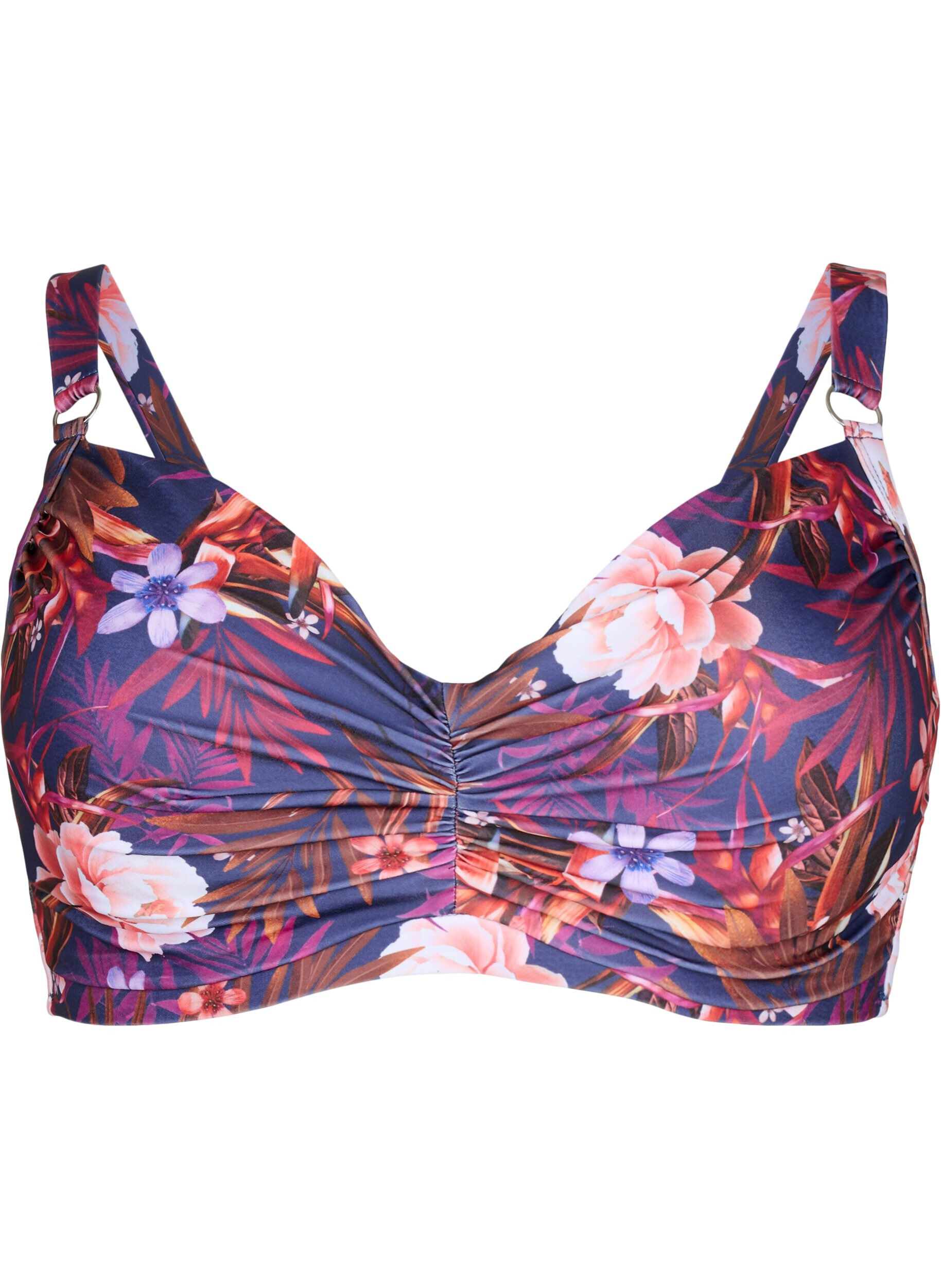 Zizzi Bikini beha met opdruk en beugel, Purple Flower, Packshot image number 0