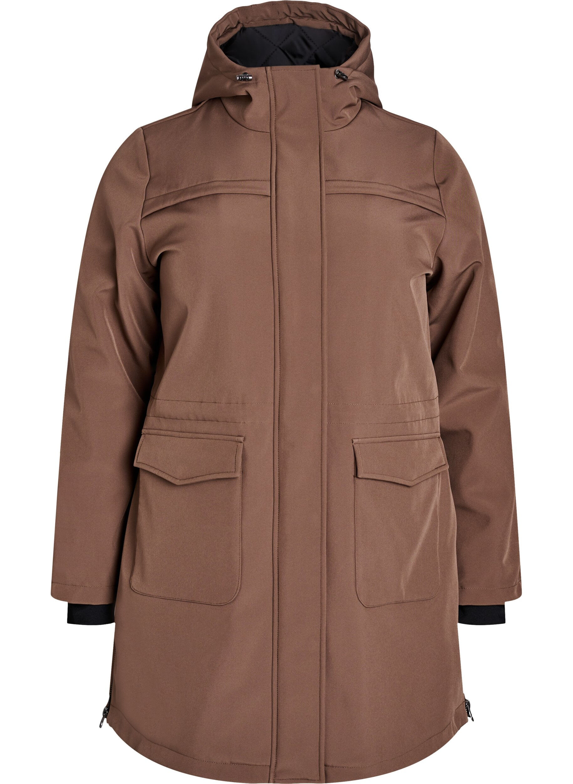 ZizziWaterafstotende softshell-jas met gewatteerde voering, Bruin, Packshot image number 0