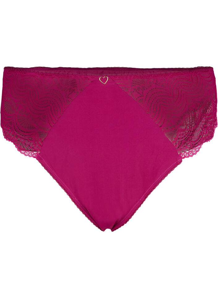 Microfiber string met kanten details, Boysenberry, Packshot image number 0