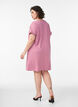 Korte jersey jurk met structuur en ronde hals, Roze, Model image number 2