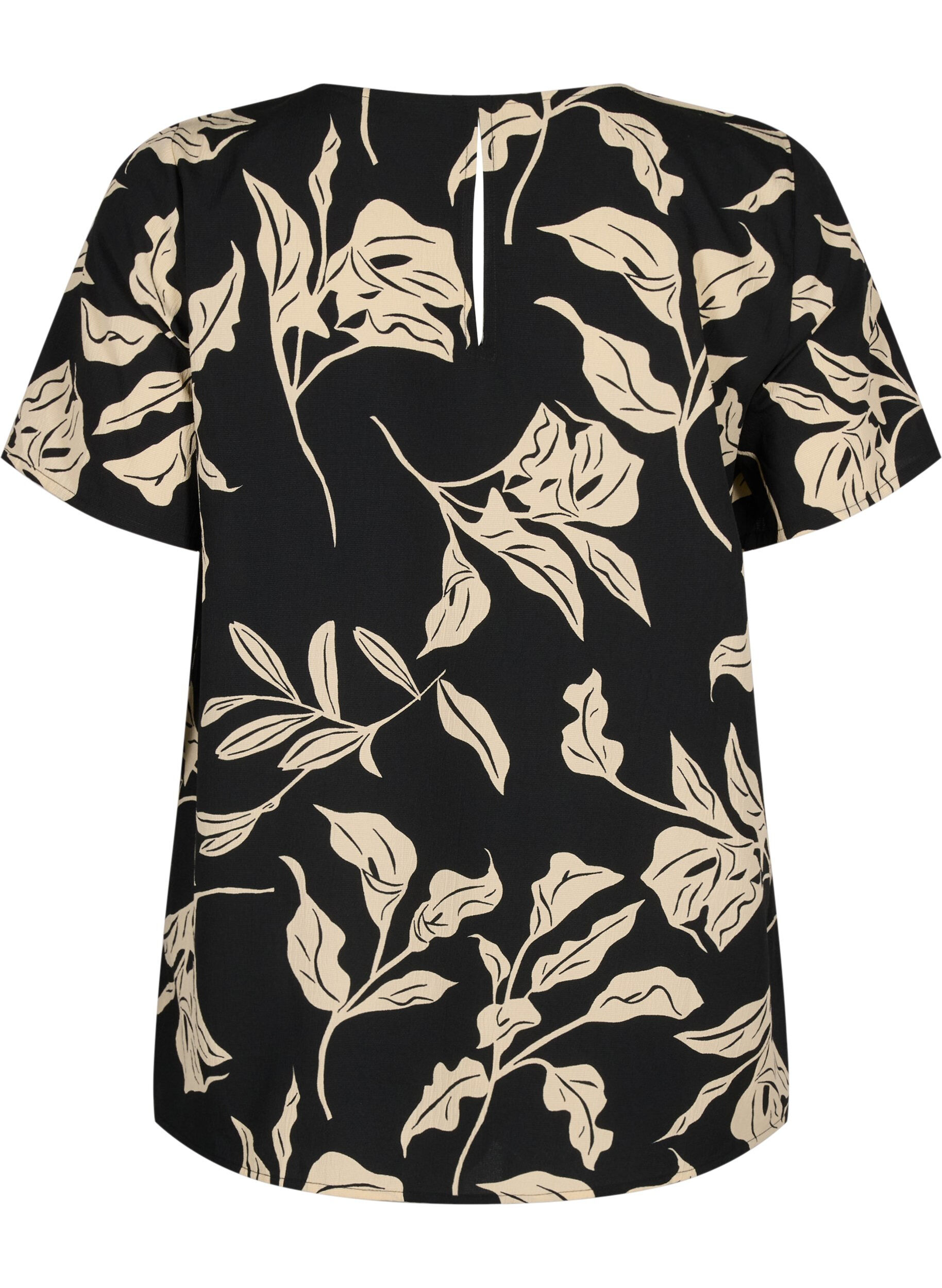 Zizzi FLASH - Blouse met korte mouwen en print, Black Off White Fl., Packshot image number 1