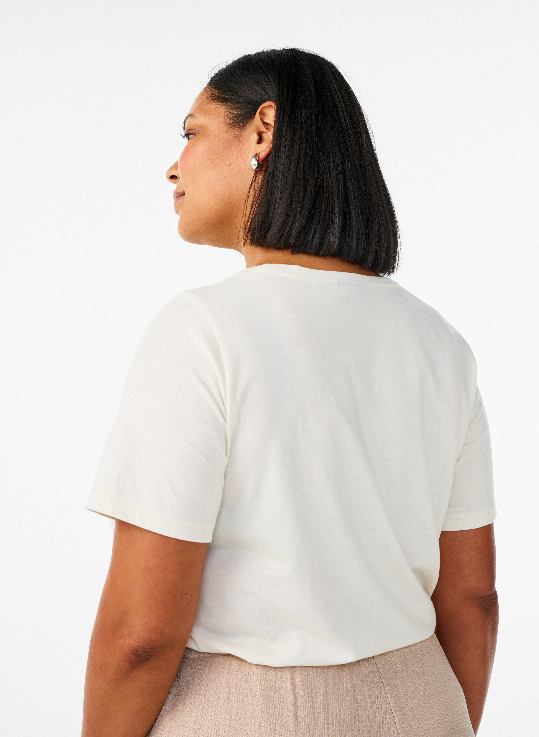 Zizzi T-shirt met print, Vanille, Model image number 2