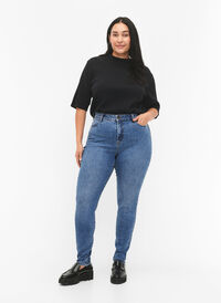 Amy jeans met een hoge taille en super slanke pasvorm, Blue denim, Model