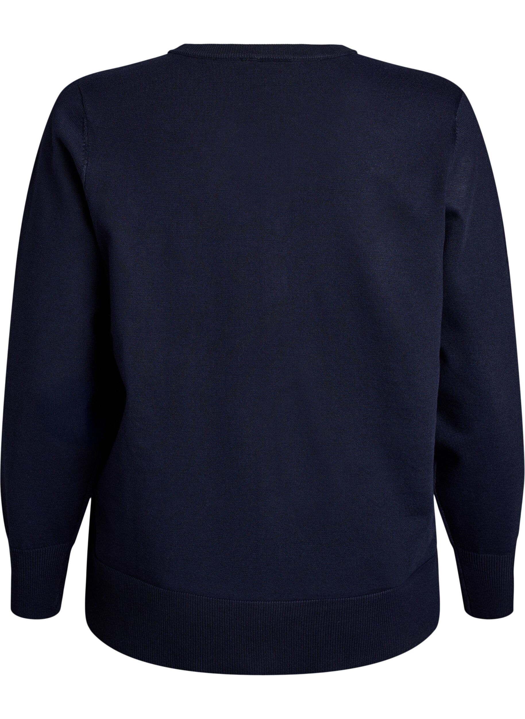 ZizziFijngebreide vest met ronde hals, Blauw, Packshot image number 1