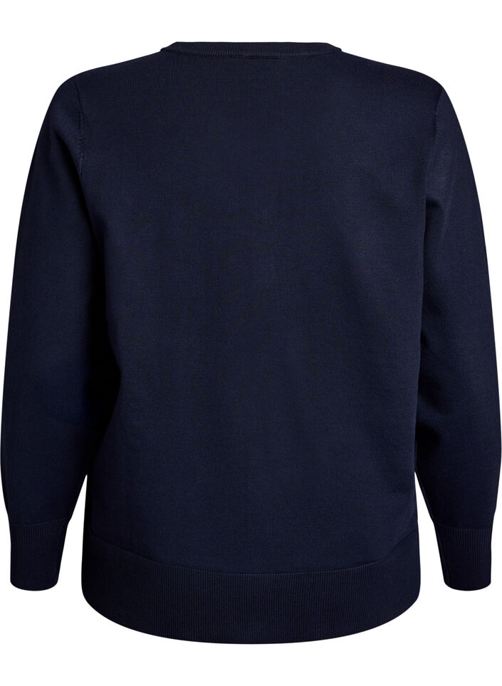 Fijngebreide vest met ronde hals, Blauw, Packshot image number 1