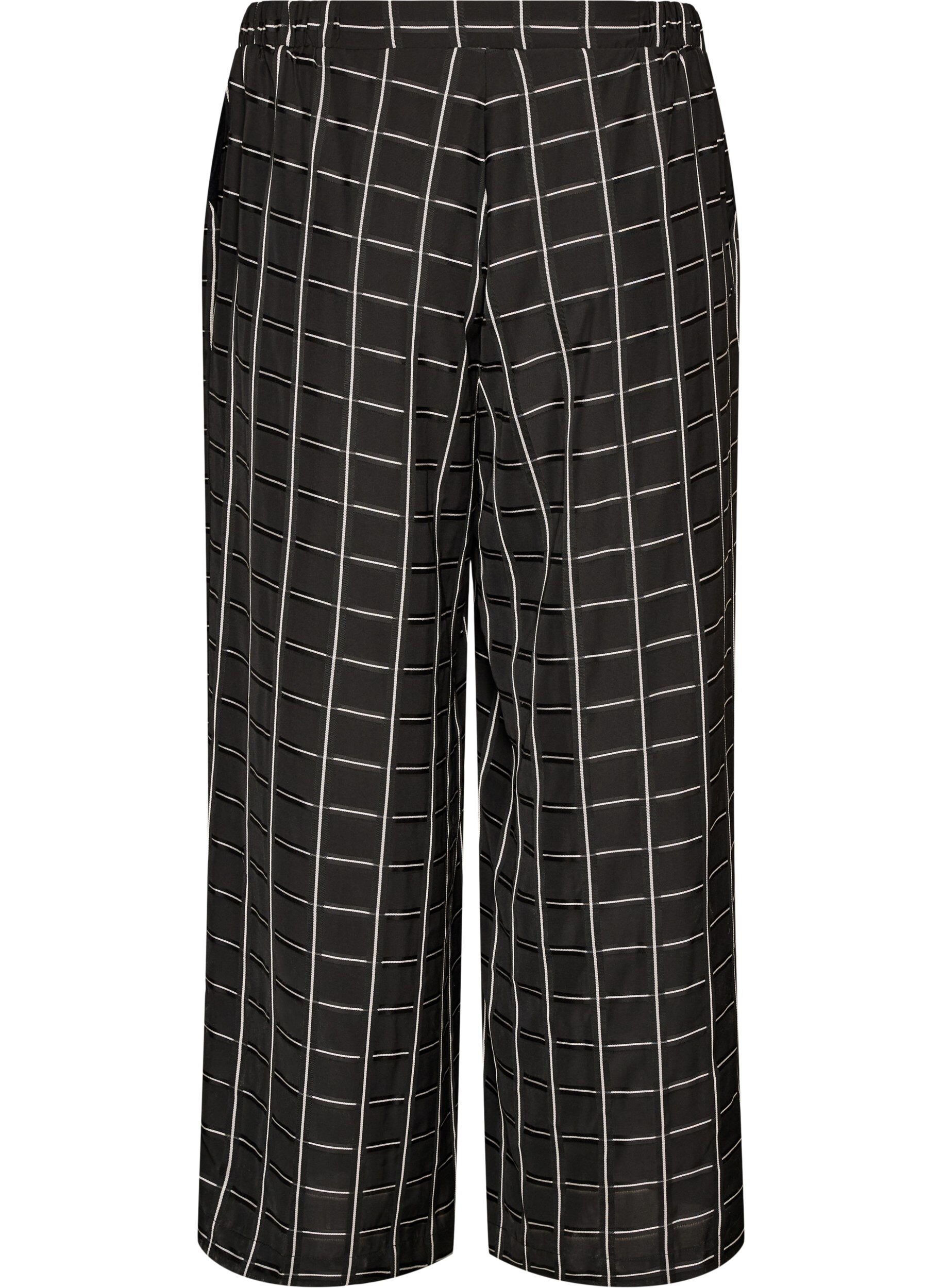 ZizziGeruite broek met wijde pijpen, Zwart, Packshot image number 1