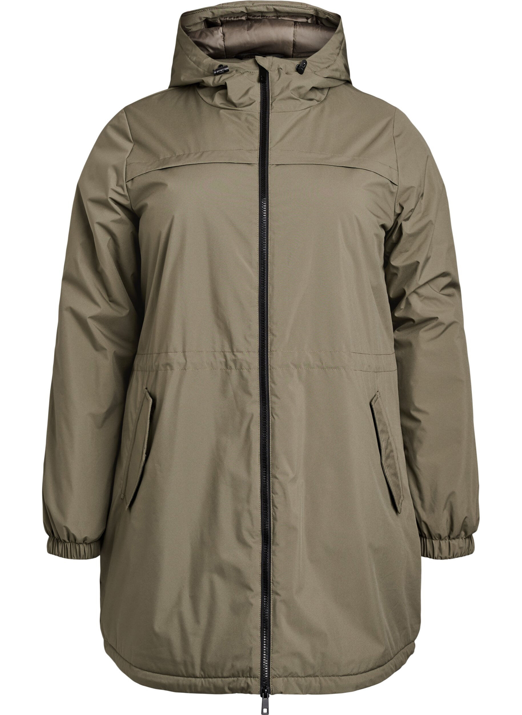ZizziLichtgewicht gewatteerde parka met een capuchon, Groen, Packshot image number 0