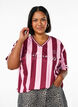 Sportief T-shirt met strepen en tekstmotief, Roze, Model image number 0