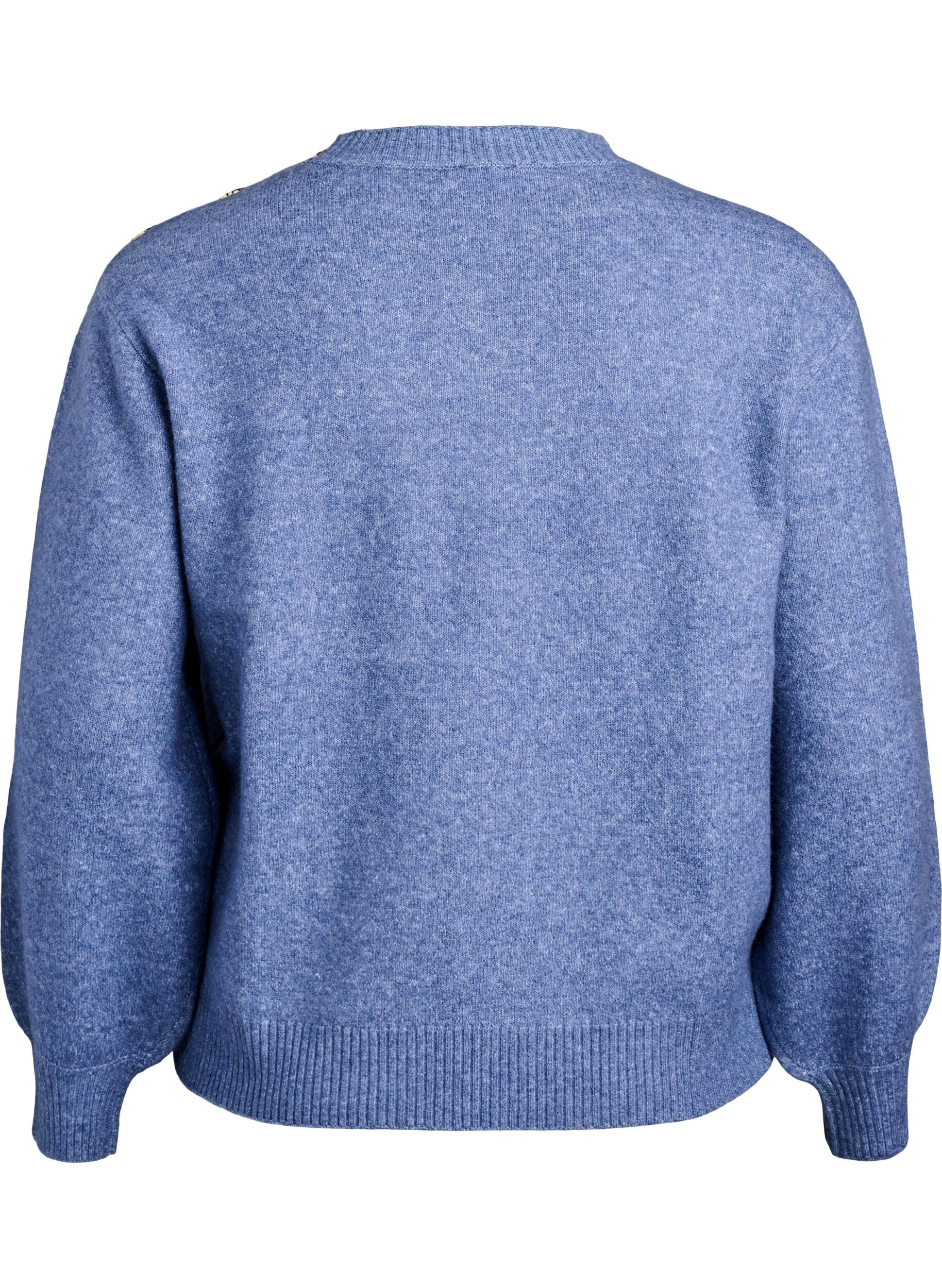 ZizziBreisel blouse met knoopdetail, Blauw, Packshot image number 1