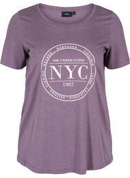 Gemêleerd T-shirt met print en korte mouwen, Vintage Violet Mel.