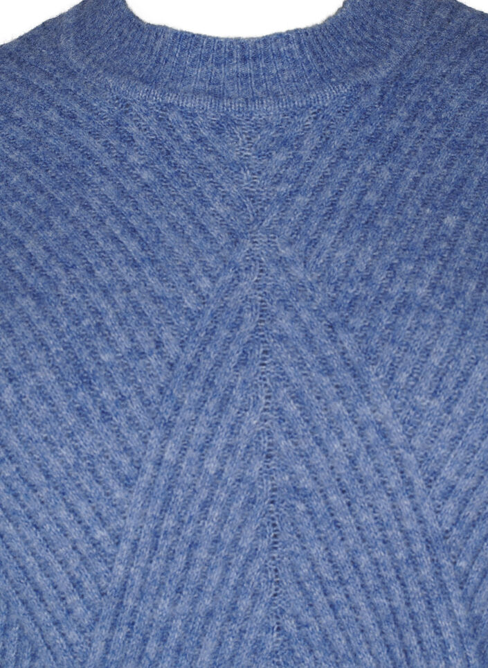 Korte geribde jurk met ronde hals, Grey Blue Mel., Packshot image number 2