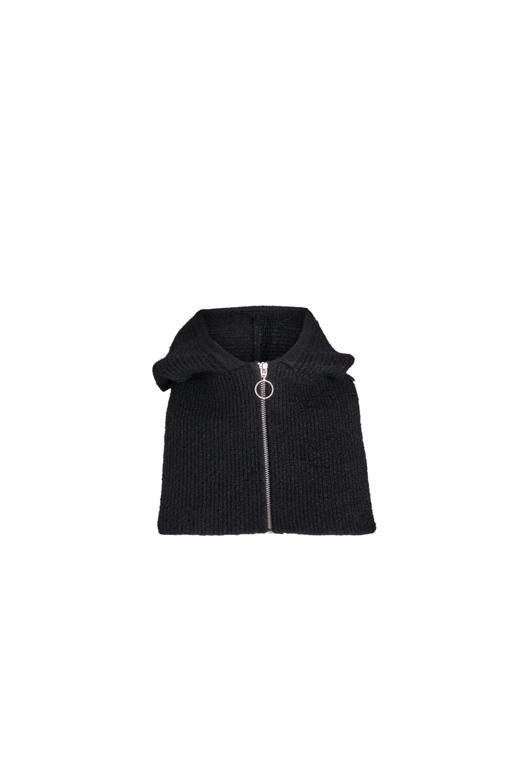 Zizzi Ribgebreide balaclava met ritssluiting, Zwart, Packshot image number 3